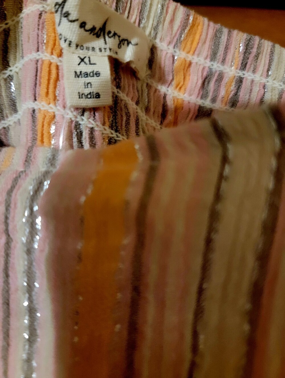 Sleeveless Striped Sparkle Maxi Dress in Light Peach - Picture 3 of 3